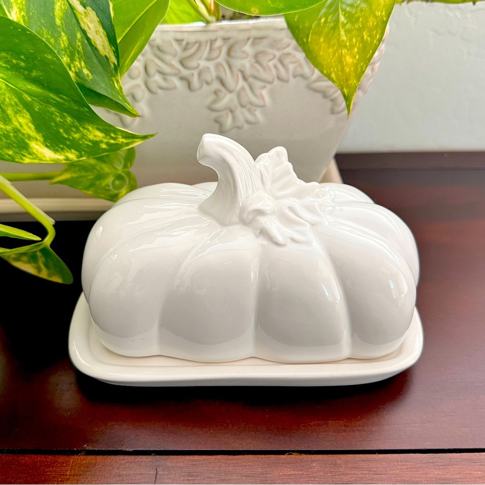 Amici Home Fall Pumpkin White Butter Dish White - NWOT